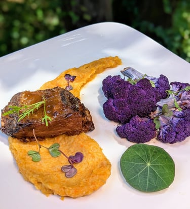 Bison short ribs purple cauliflower Private chef Portland Oregon PNW Healthy gluten-free dairy-free