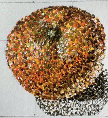 Orange - Pointillism, Acrylic on paper, 2025
