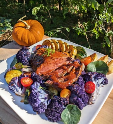 Roast local vegetables & beef, Best Private Chef farm-to-table Dinner Party Portland, OR gluten-free