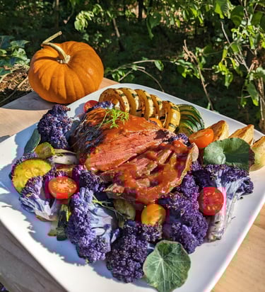 Roast local vegetables & beef, Best Private Chef farm-to-table Dinner Party Portland, OR gluten-free