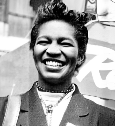 Smiling Claudia Jones representing the They Did I Can Too Creatives pioneers and icons section.