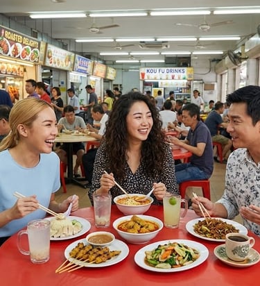 Employees socializing having lunch together
