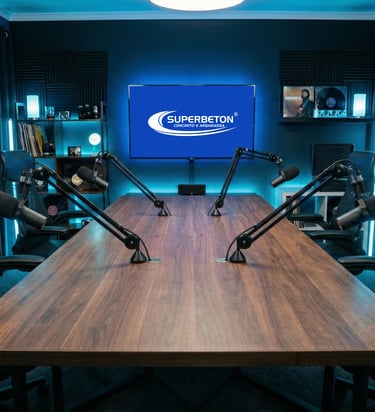 foto de estúdio de podcast pod com will mesa com cadeiras e microfones profissionais 