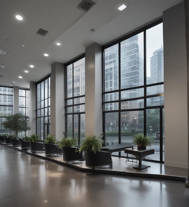 Close-up of a gleaming red sports car hood with a luxury estate blurred in the background.