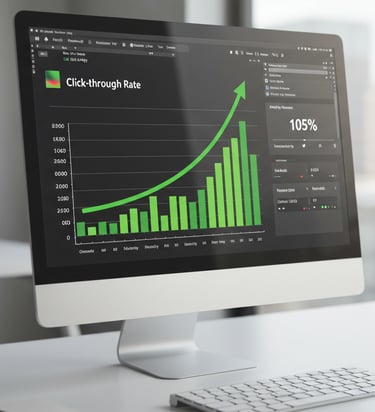 Chart on monitor showing click through rate