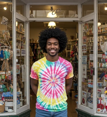 Small business owner standing in front of store