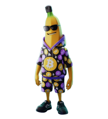 a banana banana with bitcoin on it