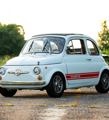 An image of a blue 1974 Fiat 595SS Abarth
