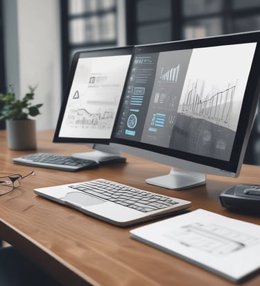 A professional consultant discussing strategies with clients in a modern office.