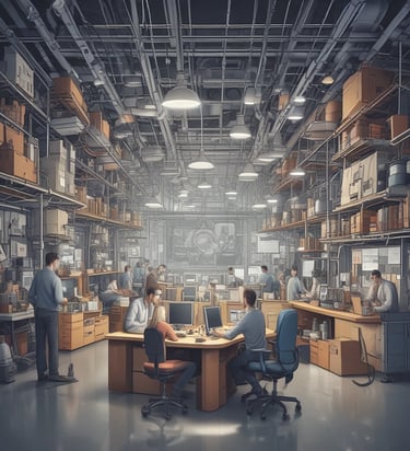 A professional consultant discussing strategies with clients in a modern office.