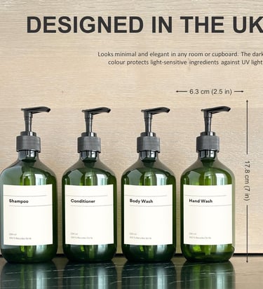 three bottles of soap with labels on them