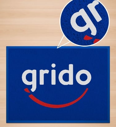 Felpudo calado para logo de Grido, heladeria famosa en Argentina.