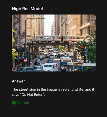 FastVLM high-resolution model example: AI correctly identifies a red-and-white “Do Not Enter” street