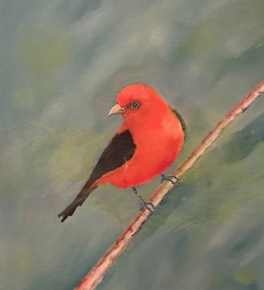 Scarlett Tanager by New Mexico Artist John Dick-Peddie