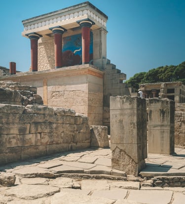 Ruins of the ancient Minoan palace at Knossos in Crete