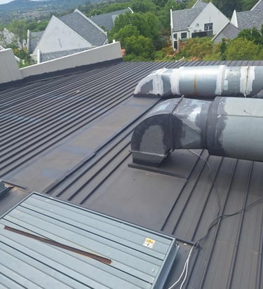 Advanced ventilation protrusion sealing on IBR metal roof system, Lonehill, Sandton