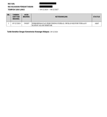 MOF Registration Certificate
