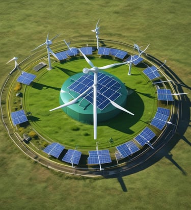 a circular shaped object with windmills and windmills