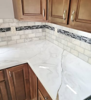 Epoxy countertop with subway tile back splash