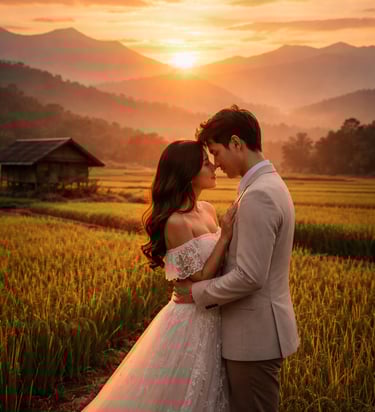 ถ่ายพรีเวดดิ้งช่วงพระอาทิตย์ตกในจังหวัดน่าน