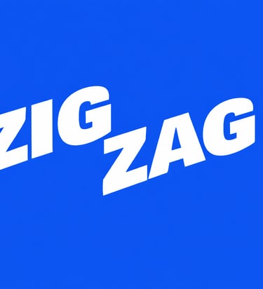 a zig zag logo on a blue background