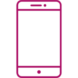 Hot pink cell phone icon for click with Marcie website.