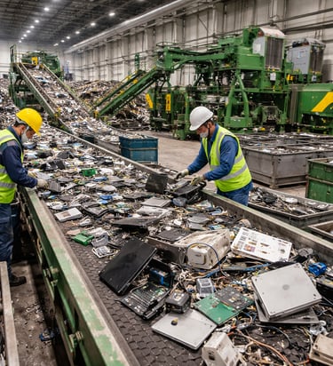 Ekoteknoloji ekibi elektronik geri dönüşüm çalışması