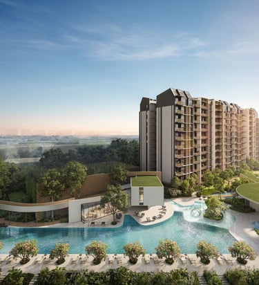 Premium modern residential towers, grand clubhouse, and 50m lap pool at Norwood Grand near Woodlands