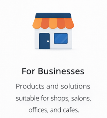 Storefront icon representing business products and solutions for shops and offices