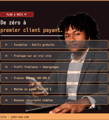 Plan d'action 6 mois SEO freelance depuis Madagascar — de zéro à premier client par John SEO