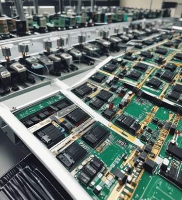 Finished PCBs stacked neatly ready for shipment with quality control tags