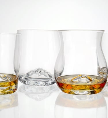 Embossed bottom glass collection