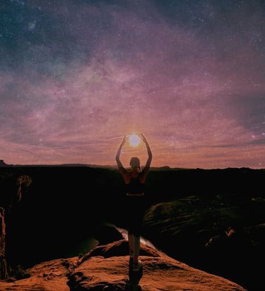 Représentation de l’équilibre entre terre et ciel, matière et invisible, dans l’accompagnement AMAYA