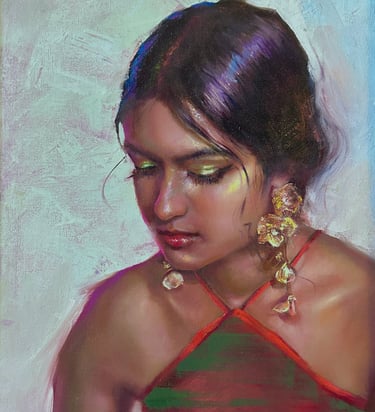 oil painting of an indian woman from india