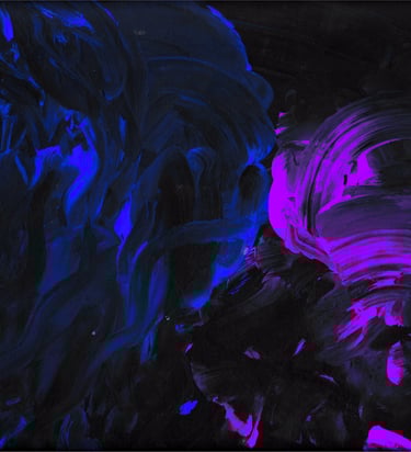finger painting of high contrast blue and pink of two lovers 