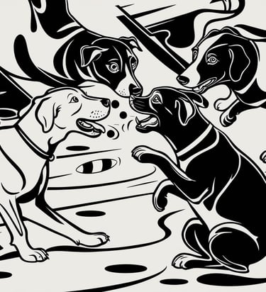 Dogs playing with each other in a park
