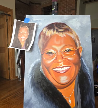 Portrait painted to celebrate the former CEO of a company.
