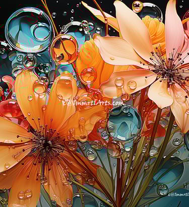 ImmrtlArts : Dew-Kissed Petal Dreams an  abstract painting
