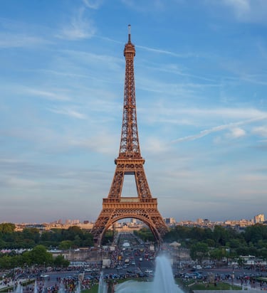 “Eiffel Tower in Paris at sunset”