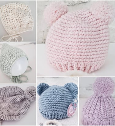 Gorros y capotas para bebé hechos a mano