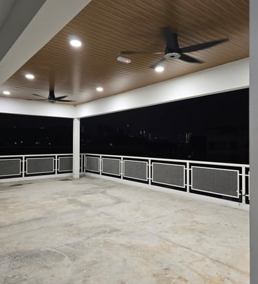 Night view at Kuari21 event space rooftop terrace at Cheras, KL
