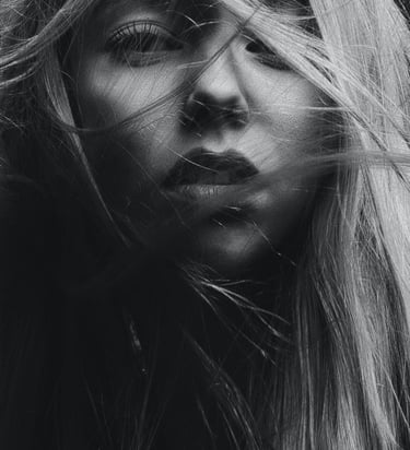 Hair blow black and white