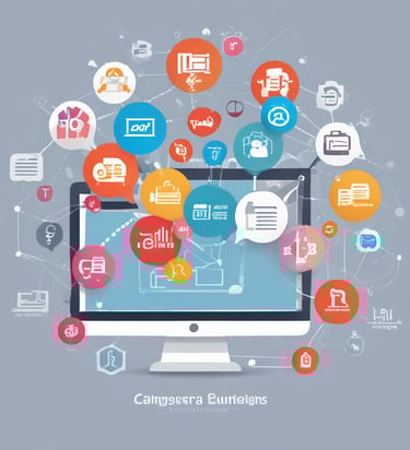 A designer working on digital marketing materials on a computer.