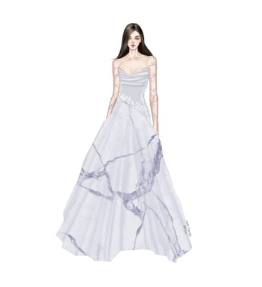 Marble printed gown