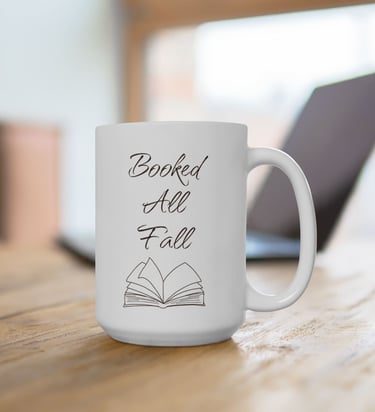 Booked All Fall coffee mug for book lovers – autumn reading mug with cozy fall vibes