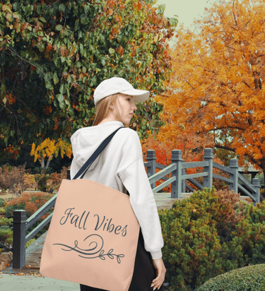 Fall Vibes autumn tote bag with leaf design – seasonal tote for cozy fall outings
