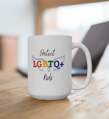LGBTQ+ pride coffee mug with inclusive design – supportive drinkware for equality