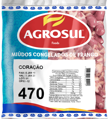 coração congelado peso padrão