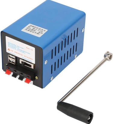 generador manual de manivela azul