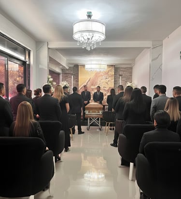 Amplias y modernas salas de velación con servicio de cafetería, wifi, circuito cerrado, clima.